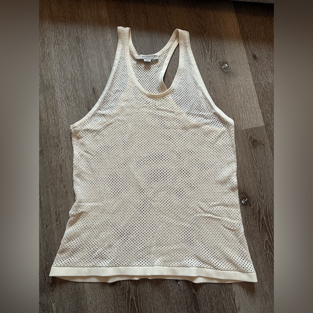 ALL SAINTS Women's Cream Mesh Tank Top